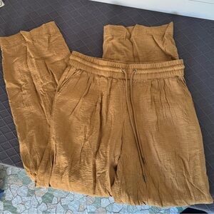 A New Day Camel Textured Draw String Wide Leg Pants, Women’s M